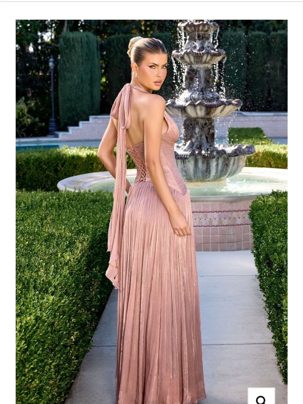 Elegant Blush Pink Halter Corset-Back Wedding Gown